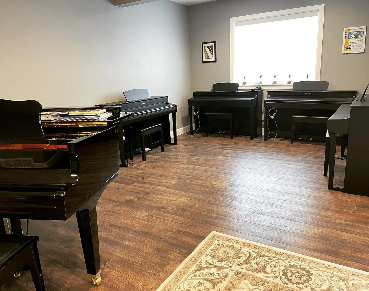 studio with various pianos
